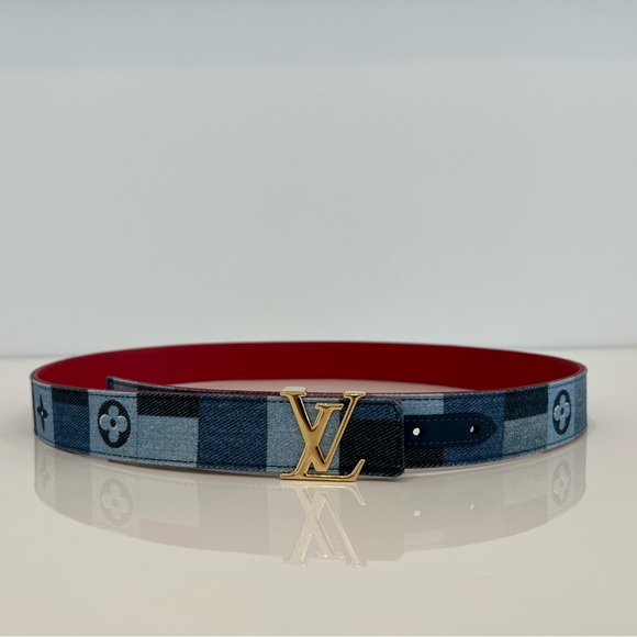 LOUIS VUITTON DENIM BELT GOLD TONE HARDWARE SIZE 90 NWOTS! - Picture 5 of 15